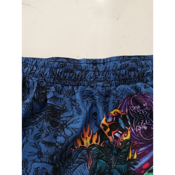 Rare  XXXLVintage Mens Swim trunks. Blue with Skulls/Tiki symbols Vacay Pirate - Picture 8 of 10